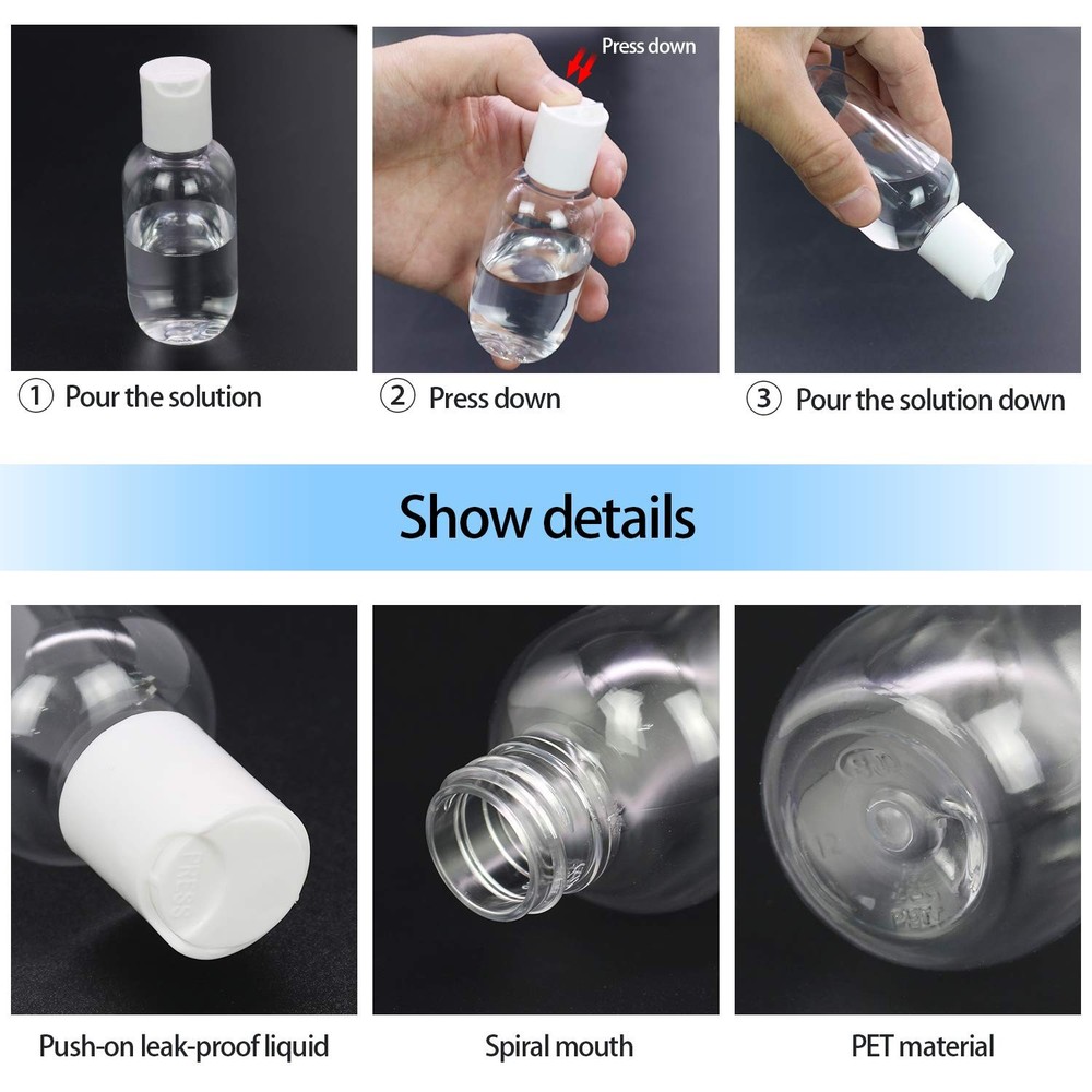 TRENDBOX 60ml / 2oz Empty Plastic 12 Count (Pack of 1), transparent