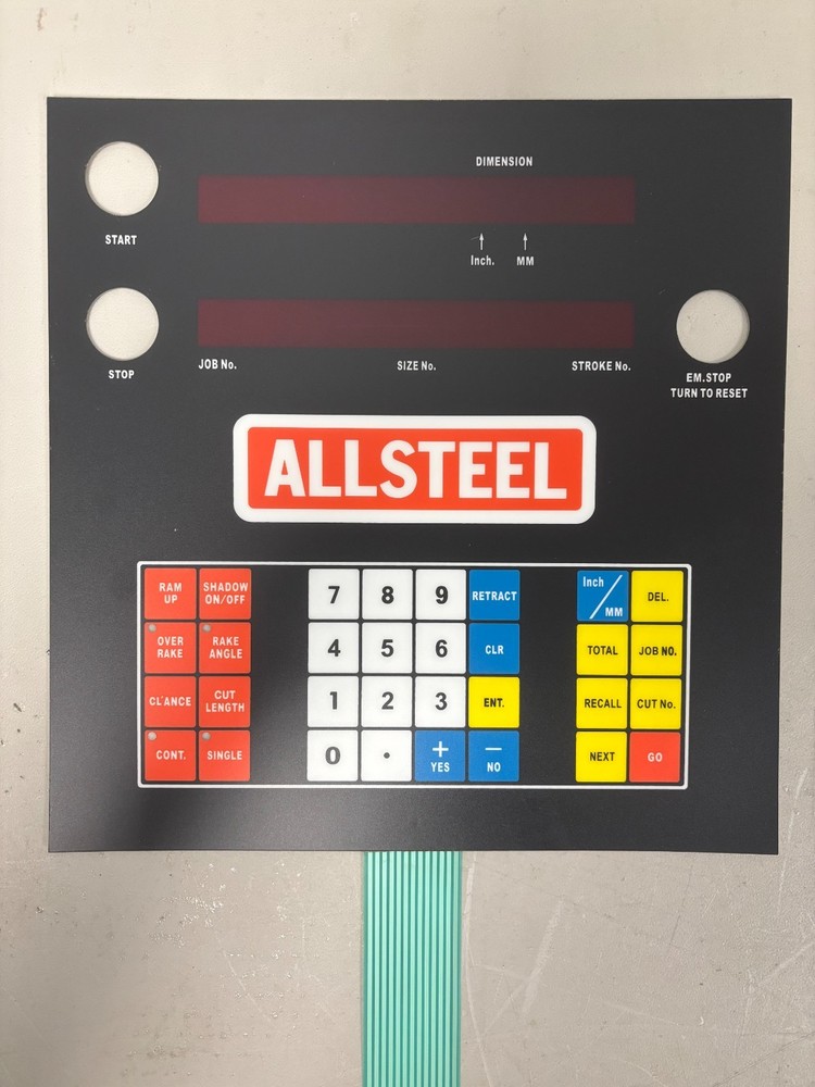 Allsteel Hydraulic Shear Control Panel Membrane