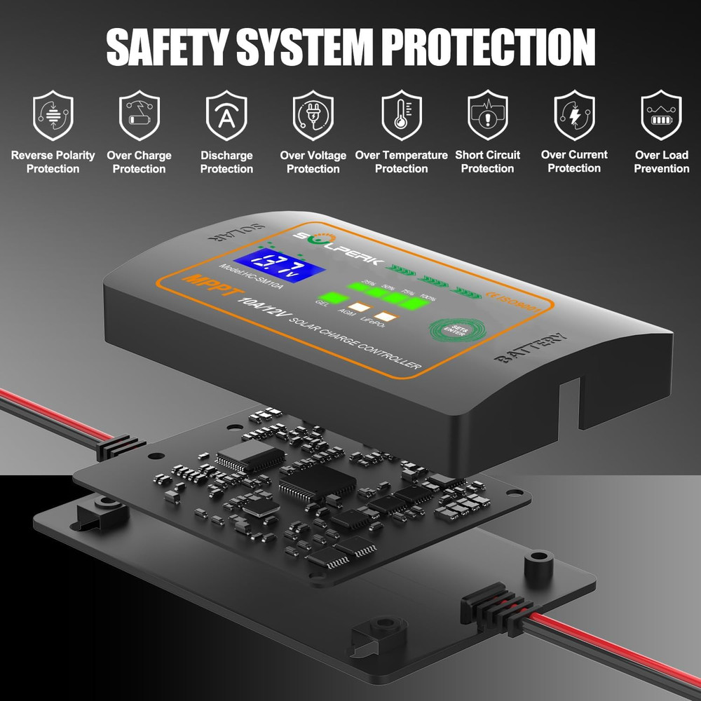 10A 12V MPPT Solar Charge Controller with LCD Display, Intelligent Solar Panel C