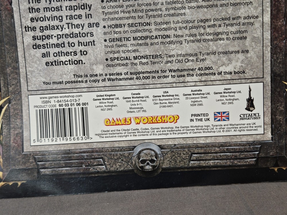 Warhammer 40k Tyranids Codex 3rd Edition Sourcebook 2001 Paperback