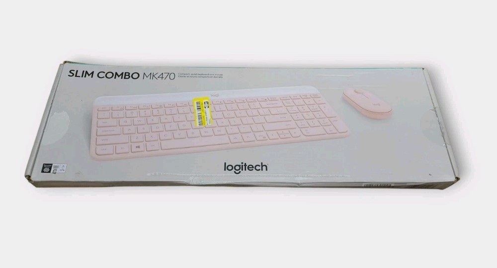 Logitech - MK470 Full-size Pink Wireless Scissor Keyboard and Mouse Bundle