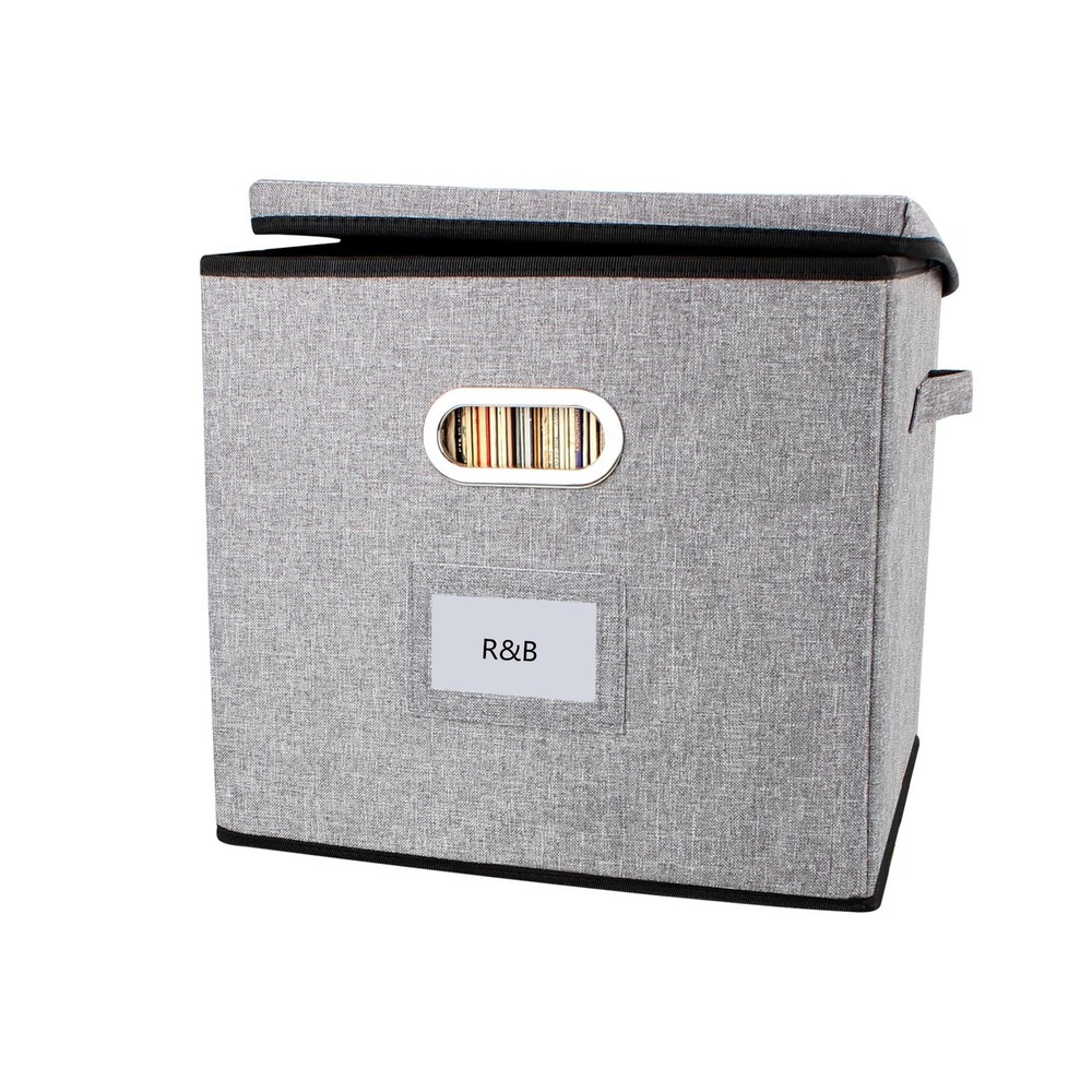 Vinyl Record Storage Box Hold 100+ 12" Albums Stackable LP Storage Bin with L...