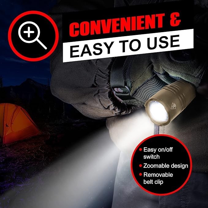 GearLight TAC LED Flashlight 2 Pack Compact Tactical Flashlights DESERT TAN COLO