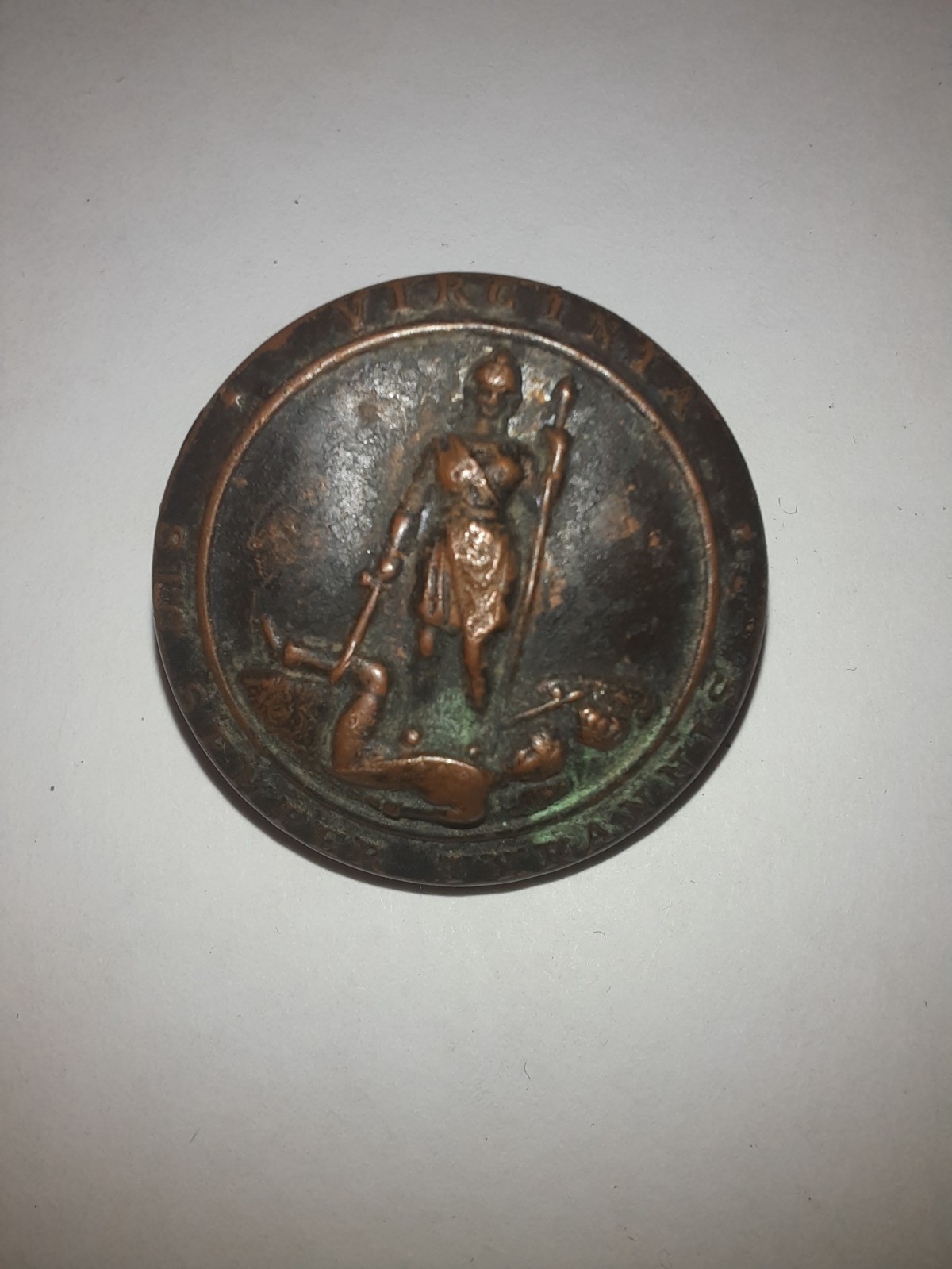 American civil war era  antique Virginia button semper tyrannis.