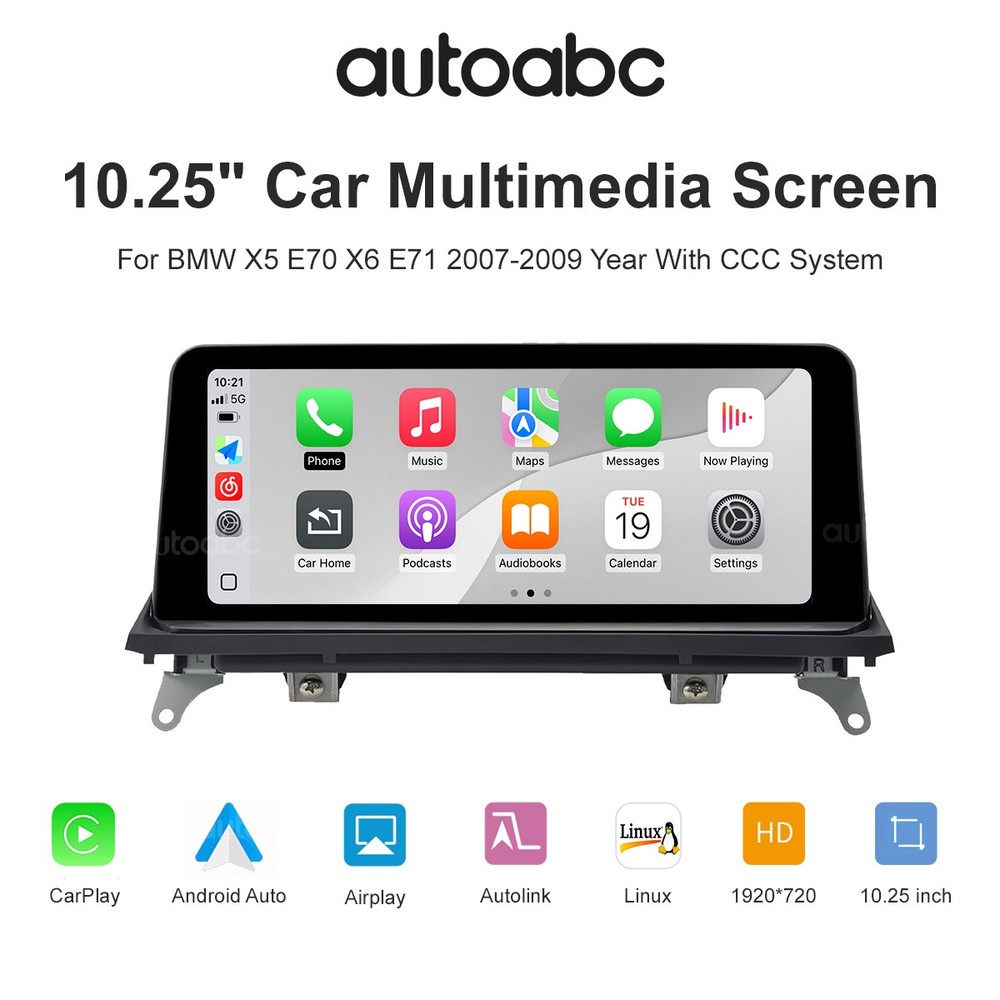 Wireless CarPlay Android Auto For BMW X5 E70 X6 E71 10.25-inch screen