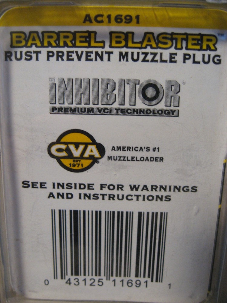 CVA Muzzleloader Barrel Blaster AC1691 Muzzle Plug Rust Preventer