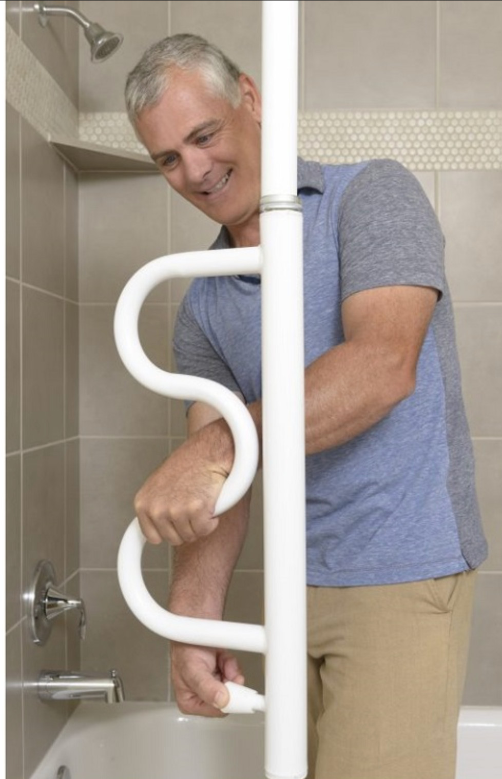 Adjustable Bed Assist Rail Support Security Pole Floor-to-Ceiling Grab Bar