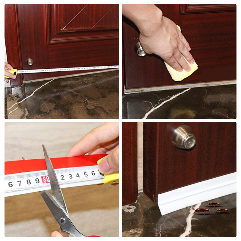 Door Draft Stopper Guard Draft Blocker Seal Soundproof Under Bottom Strip-White