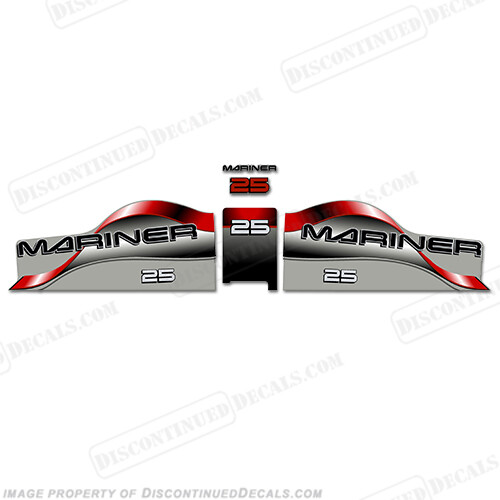 Fits Mariner 25hp Outboard Motor Decal Kit - Red