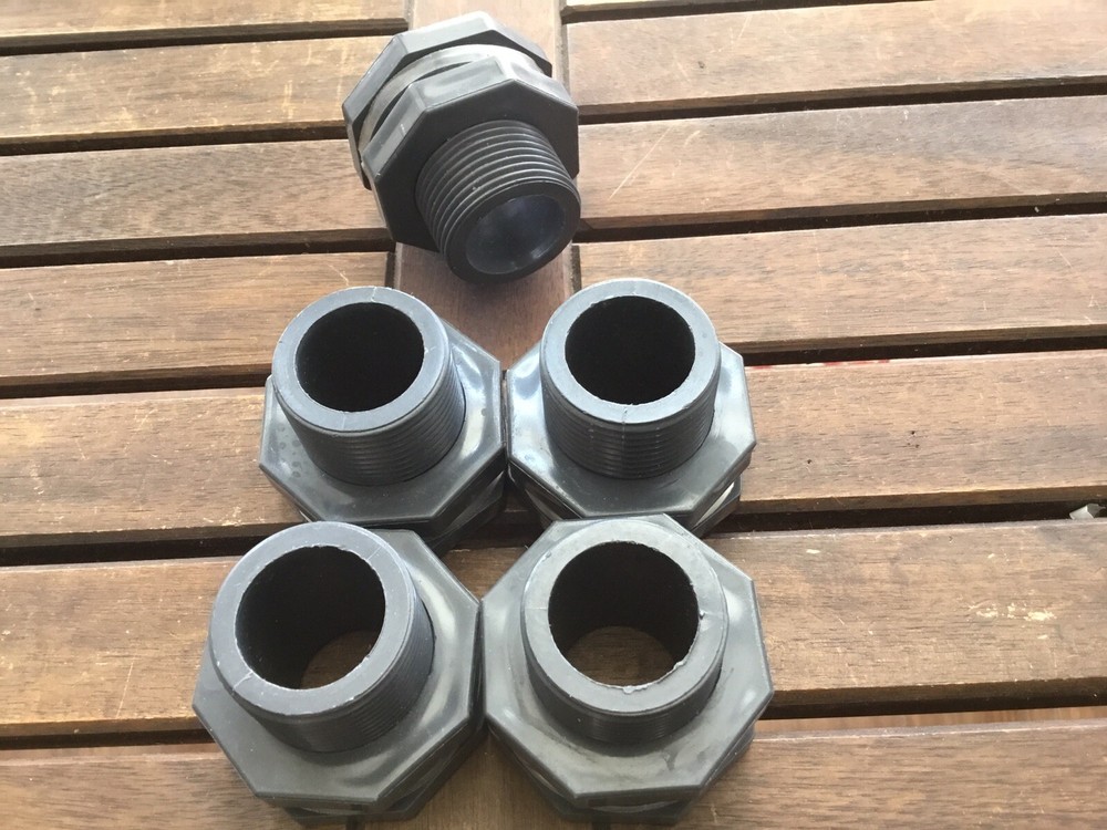 5X - 3/4" HD Bulkhead Fitting [SOCKET ENDS] For Aquariums, Aquaponics.