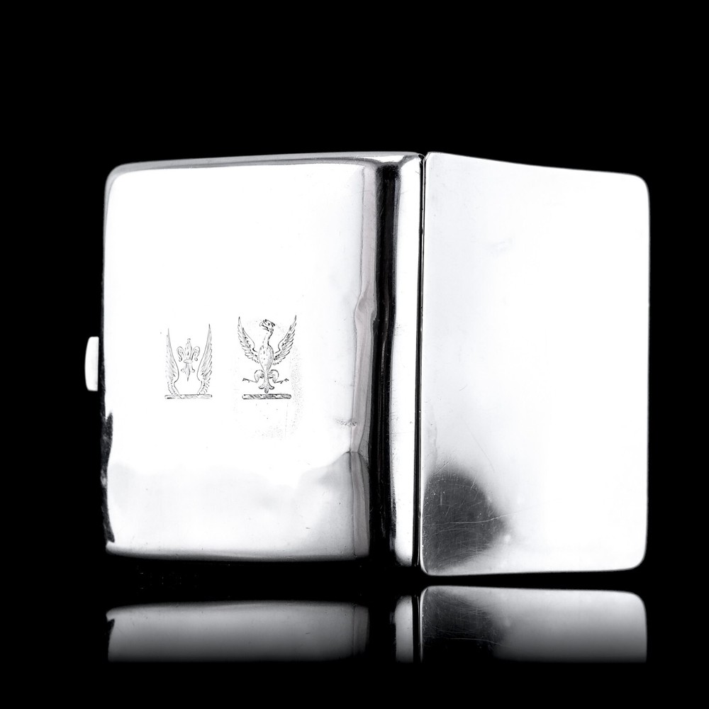 Antique Victorian Solid Silver Cigarette Case Wonderful Curve & Crested - 1894