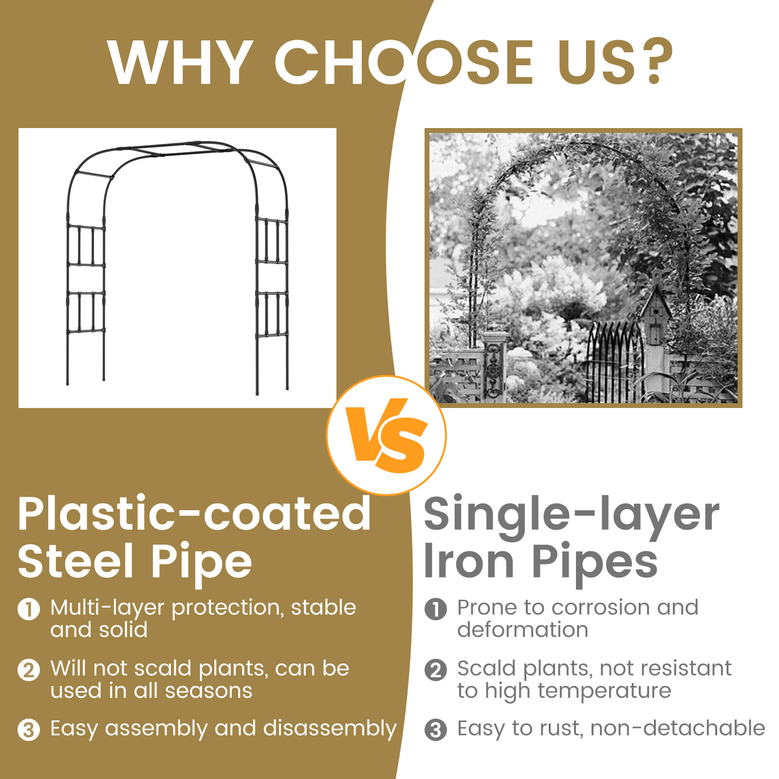 NAIZEA Garden Arch Trellis 87"H x 79" L Garden Arch Arbor Trellis Plant Climbing