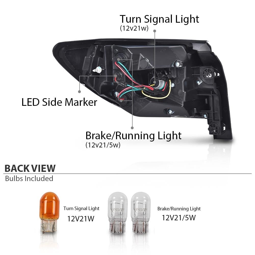Right Tail Light Fit Traverse 2013-2017 Clear Red Lens 84266020