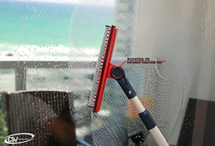 Professional Window Squeegee | 2-in-1 Window Cleaner Sponge and Soft Rubber