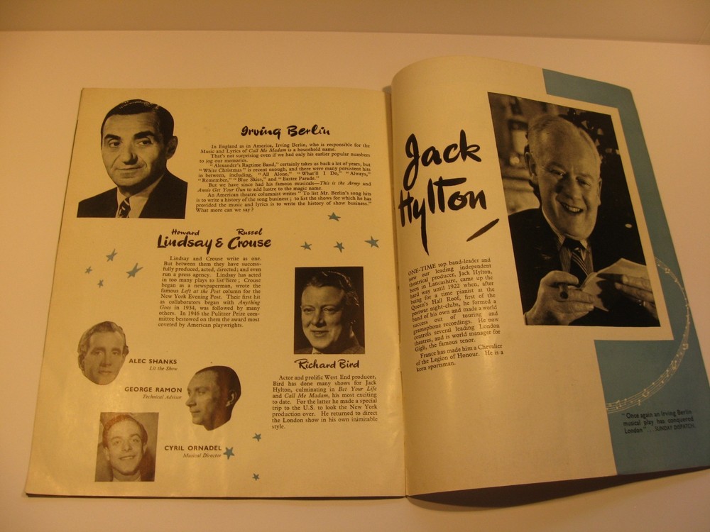 "Call Me Madam" 1952 London Program Coliseum Bille / Anton Walbrook