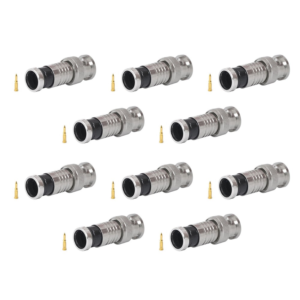 10Pack Premium Adapter BNC Compression Connector for CCTV Camera RG6 Coax Cable