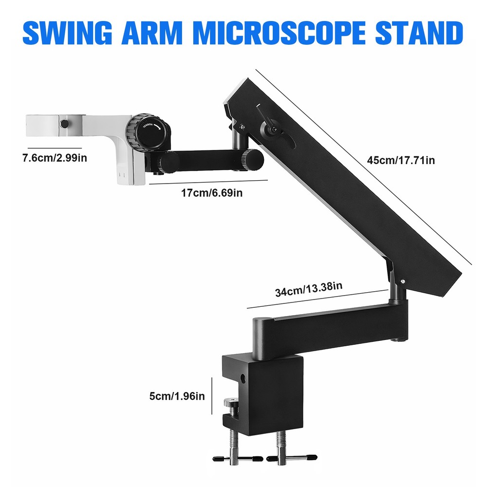 Foldable Bracket with Table Clip Swing Arm Stand for Binocular Stereo Microscope