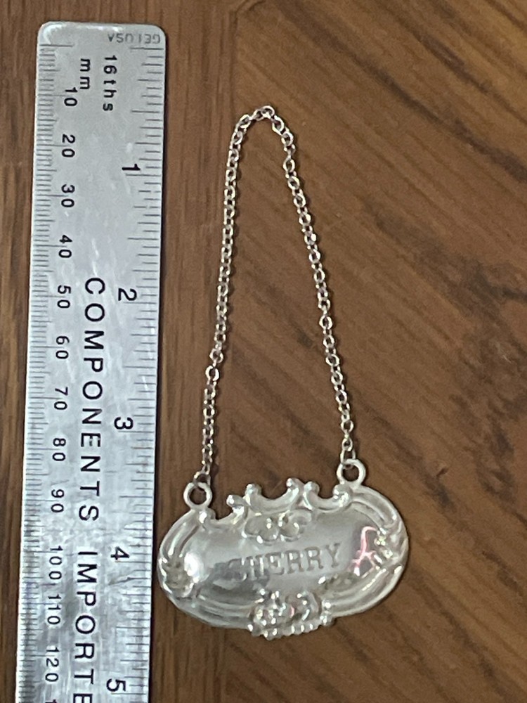 WEBSTER Sterling Silver Sherry Bottle Label Decanter Tag