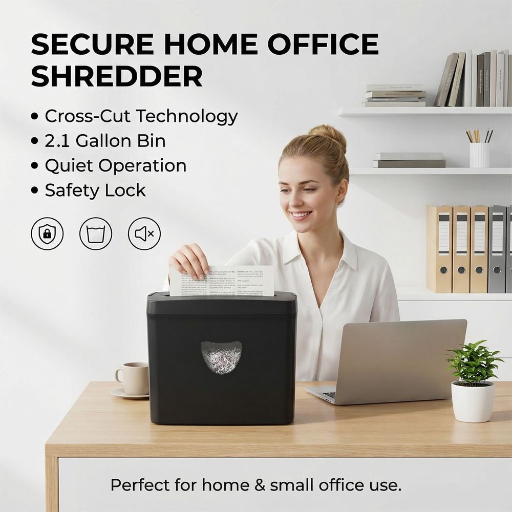 Home Use 5-Sheet Crosscut Shredder, P-4 Security, Small Office