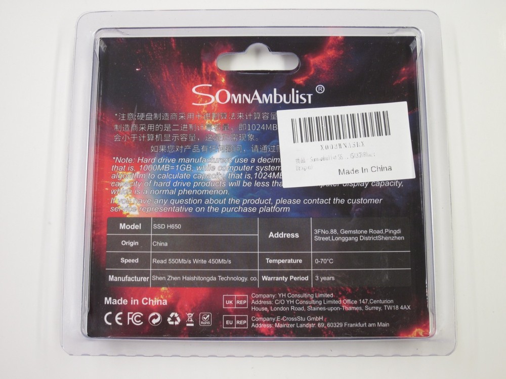 SomnAmbulist H650 512GB 2.5" SSD Internal Sata Solid State Drive
