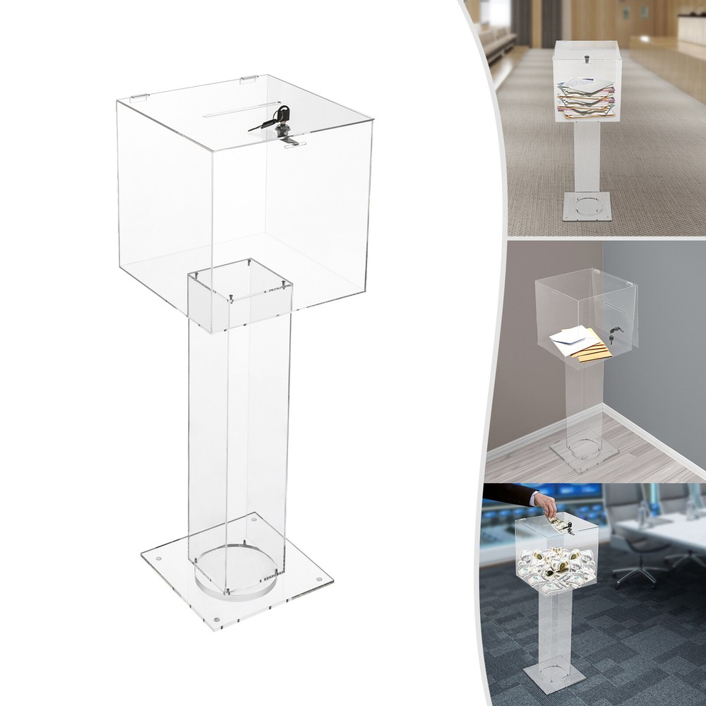 Clear Acrylic Ballot Box Practical Voting Box Lockable Ballot Box With 2 Keys