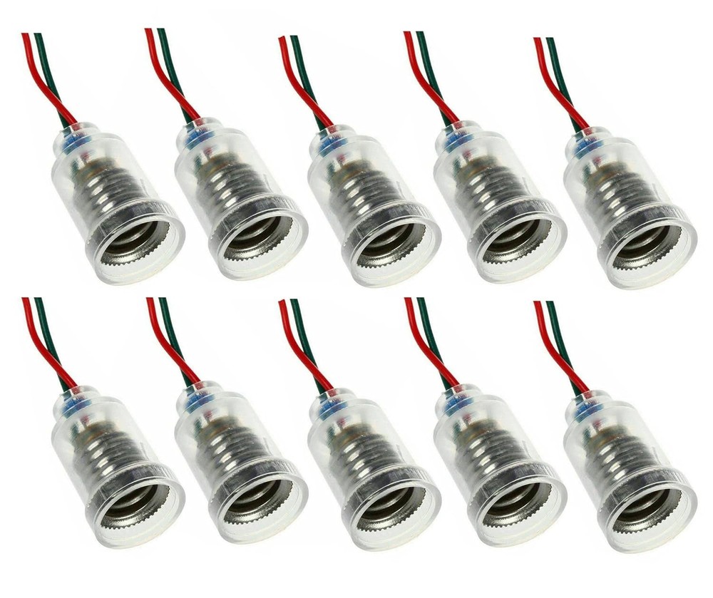 10X E10 LED Screw-Mount Small Bulbs Holder with Wire Socket