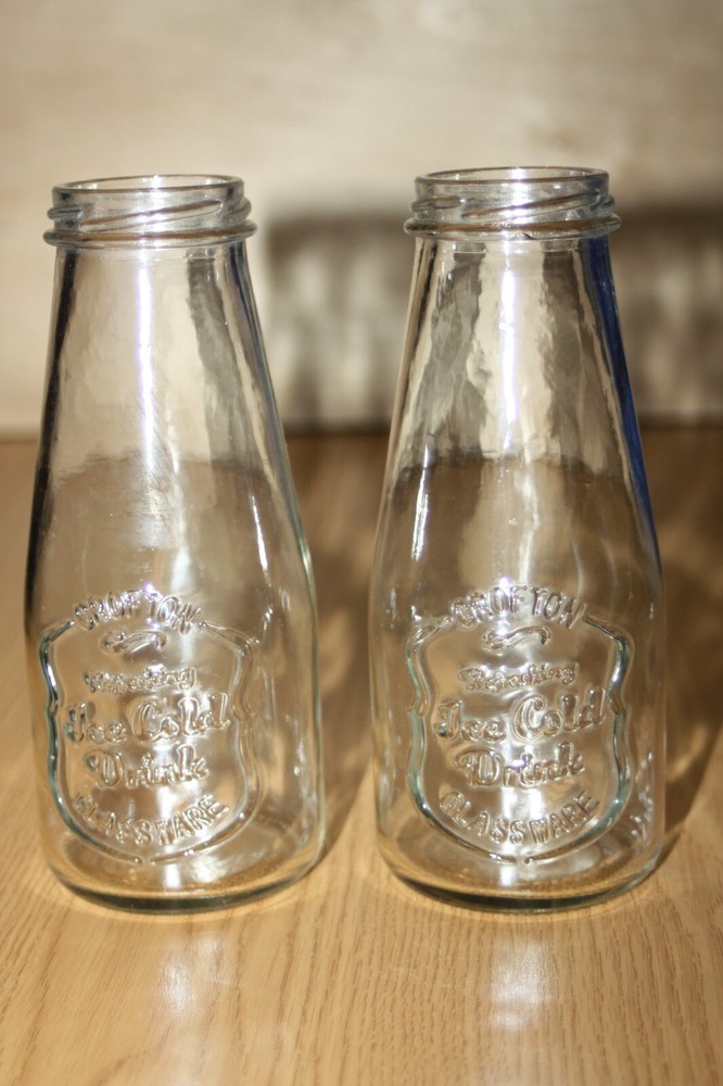 2 Collectable Drinks Bottles - Crofton Refreshing Ice Cold Drink Glassware
