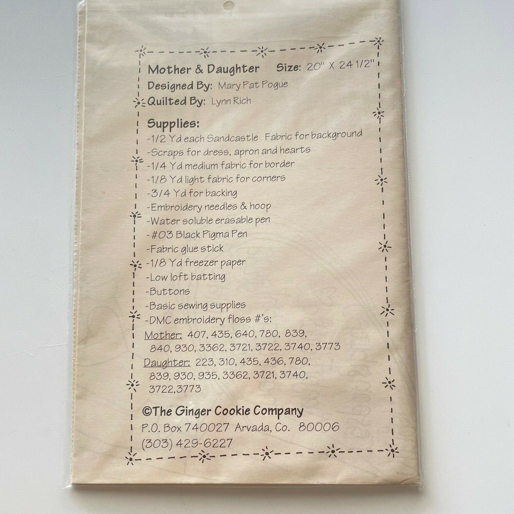 The Ginger Cookie Company Embroidrey Pattern Mother & Daughter