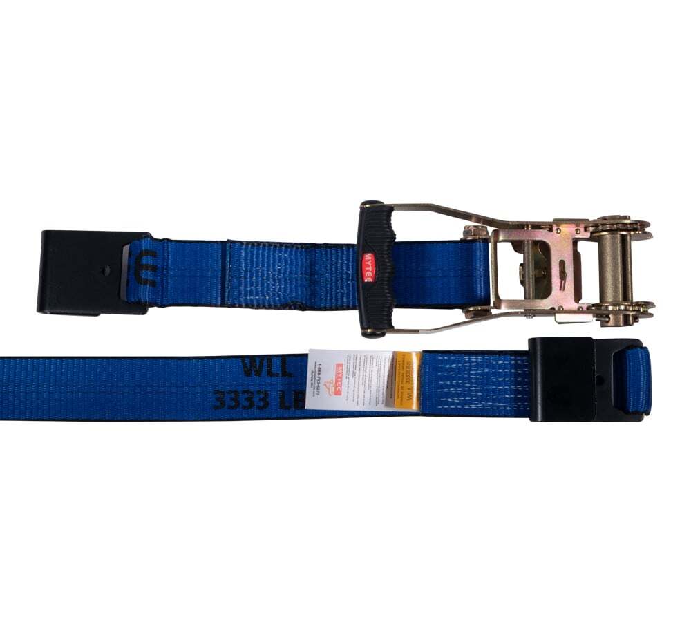 Ratchet Tie-Down Straps w/ Flat Hook 10,000 Lbs Capacity - Blue (10 Pack)