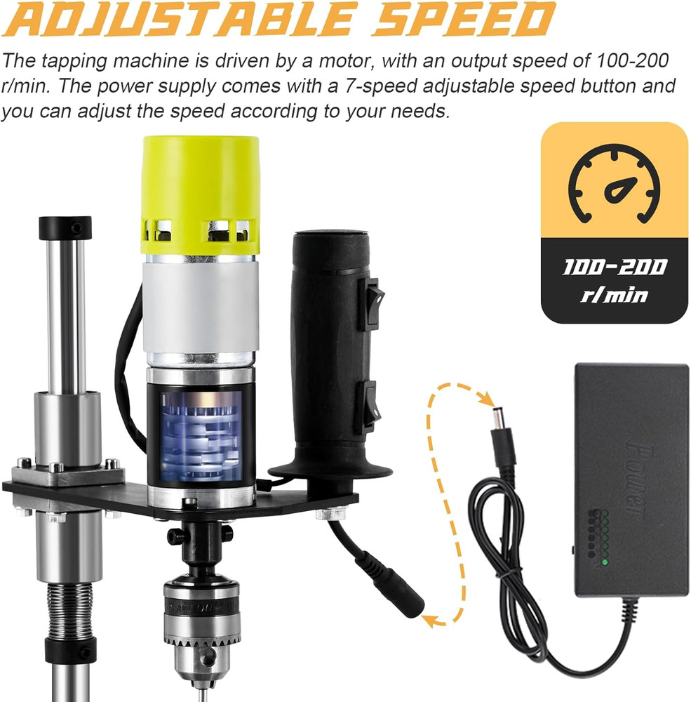 M3-M6 Electric Tapping Machine Vertical Tapping Tool with Bench Vice & 4 Taps Ad