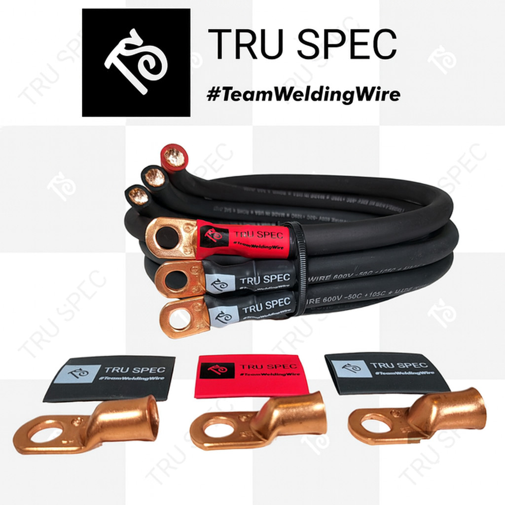 1/0 AWG GAUGE Tru Spec Big 3 UPGRADE wiring Kit PURE OFC COPPER ALL BLACK CABLE