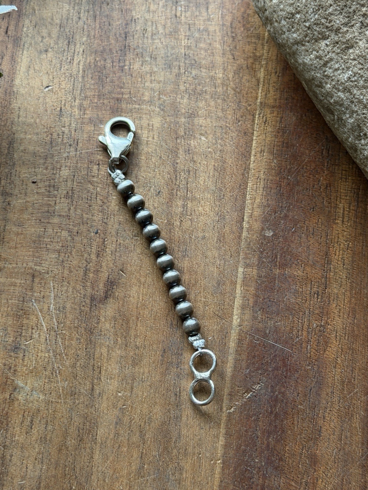 Necklace Chain Extender Sterling Silver Pearls Bead 4mm 2 Inch Lobster Clasp