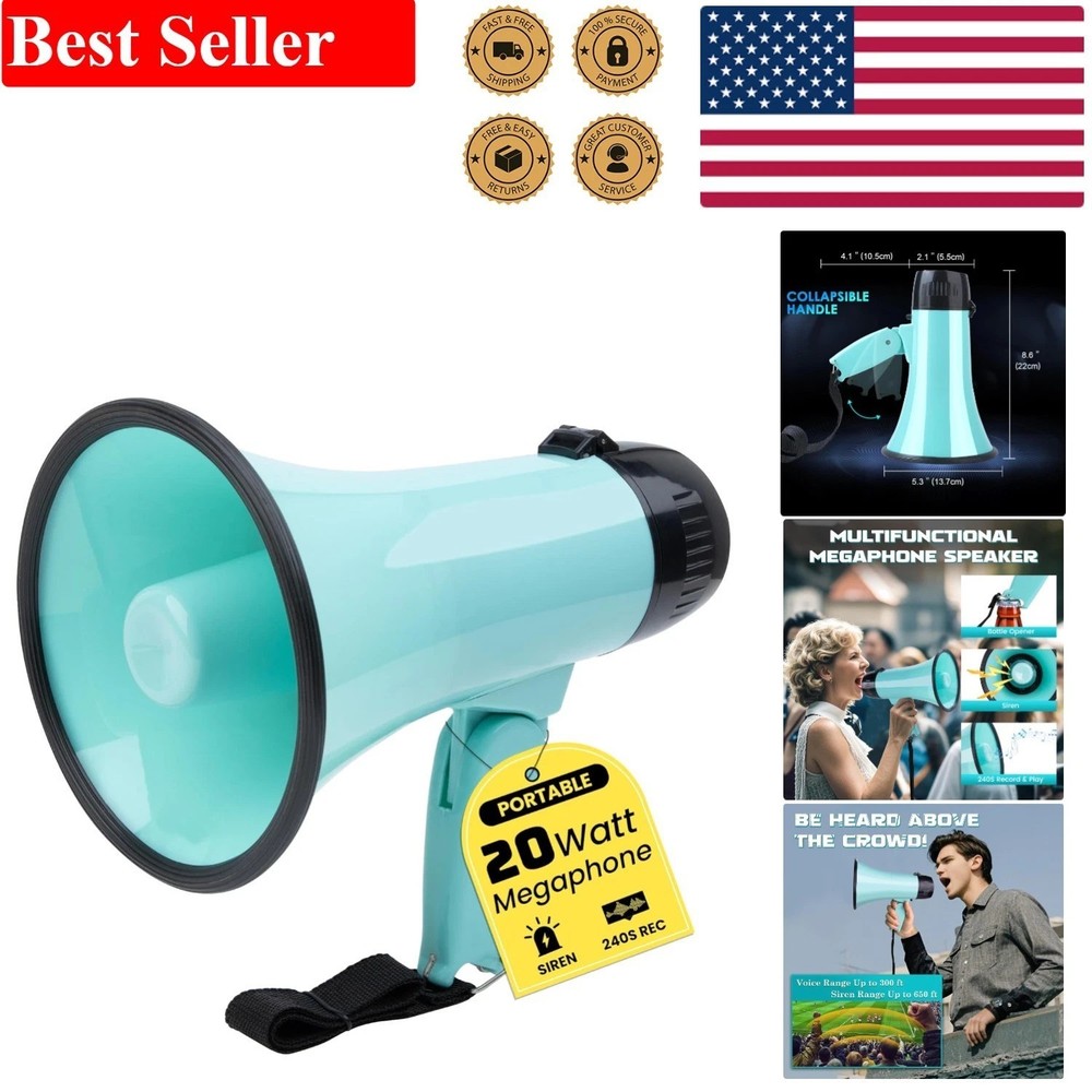 Lightweight 20W Megaphone with Volume Control & Recording Function, 5.4"W