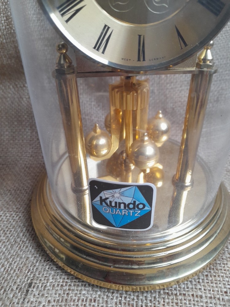 vintage Kundo Quartz Clock Germany Gold Colour