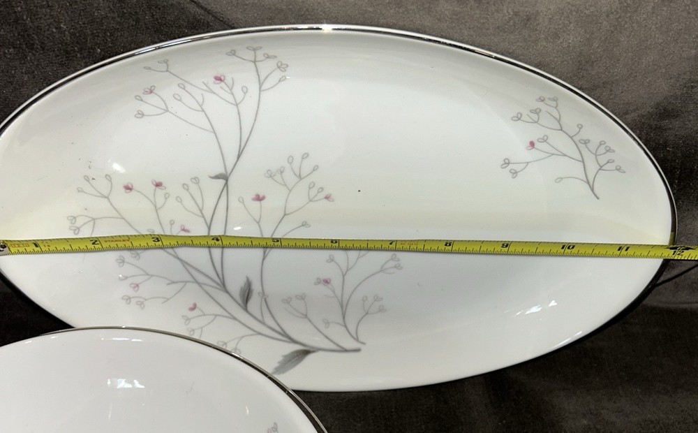 Meito Japan Fine China Trees Blossom Dinnerware 7 Piece Hostess Set Serving EUC
