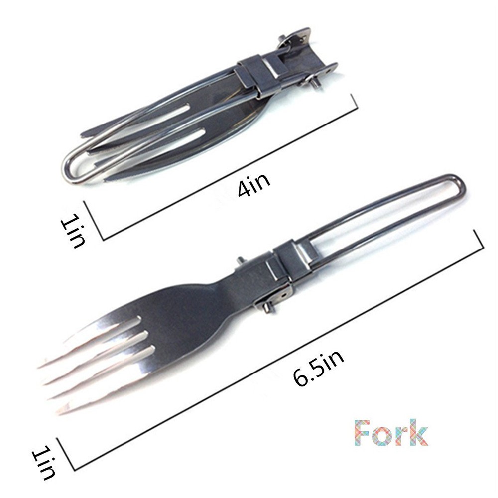 Stainless Steel 3Pcs Folding Camping Picnic Cutlery Utensil Set Spoon Fork Knife