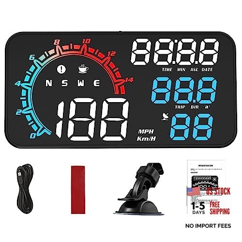 Car Head Up Display with GPS Chip, Compass and Light Sensor, HUD With Colored