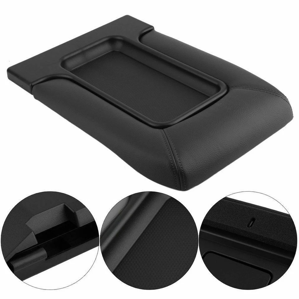 Center Console Lid Kit Arm Rest for 99-07 Chevy Silverado GMC Sierra Black 1999