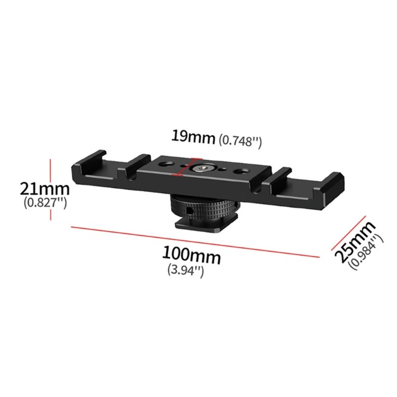 Compactly Metal Brackets Double Cold Shoe Mount For Microphone LED Light Strobe