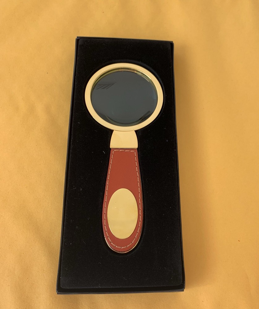 Magnifying Glass Hand Held Leather/Brass New In Box