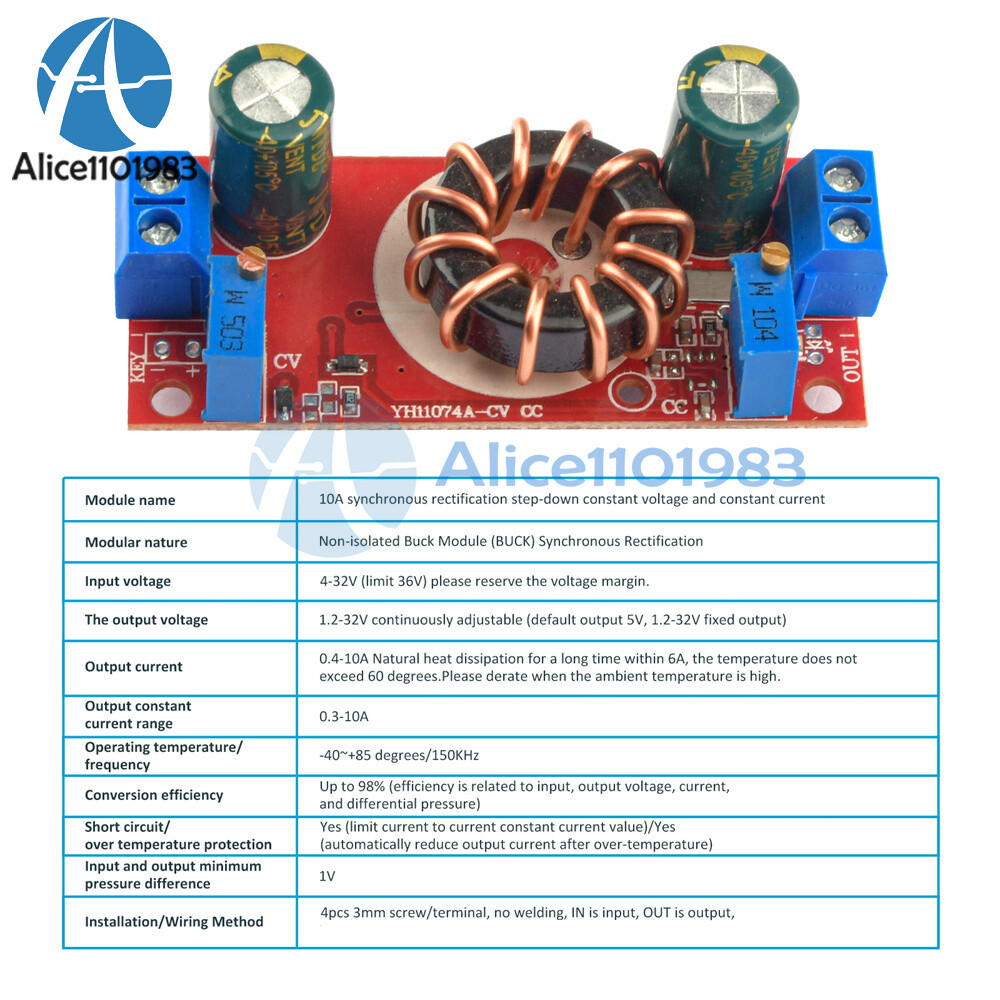 DC-DC 10A Buck Step-down Module Constant Voltage Constant Current LED Driver