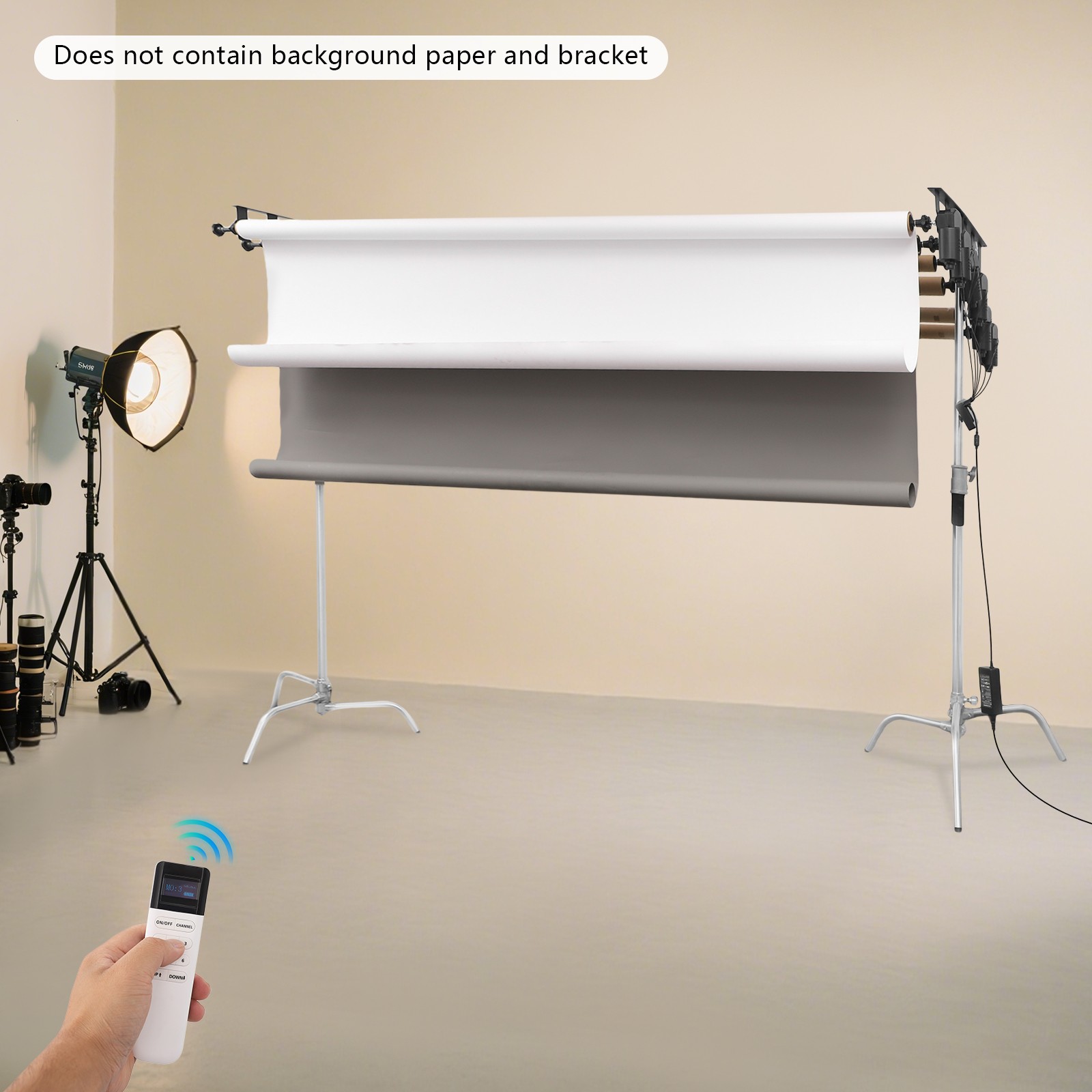 Motorized 6-Roller Backdrop Support System Wall Mount Photo Video w/ Remote