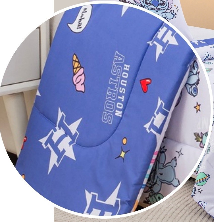 Twin/Full Printed Disney Characters + MLB Logo Bed Double Sided Comforter Set