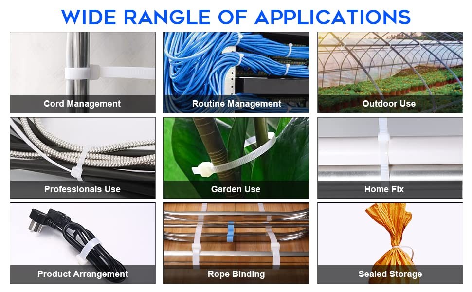 Green Zip Ties Assorted Sizes 400 Pack 4/6/8/12 Inch Cable Ties Plastic Wire ...