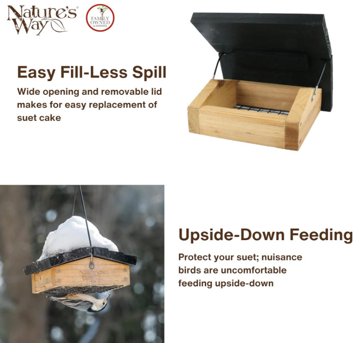 CWF2 Cedar Suet Upside-Down Bird Feeder, Black