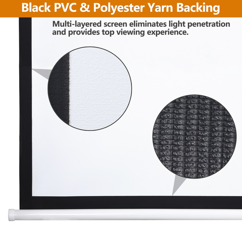 72 Inch Manual Pull Down Projector Screen 4:3 HD Retractable Widescreen Matte