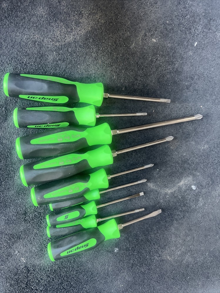For snap on tools screwdriver lot Green 9pc Torx flathead Phillips No Tray
