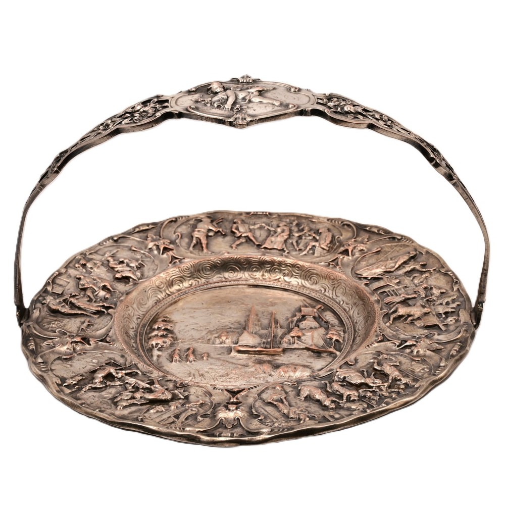 BARBOUR Intl Original Vintage Signed Silverplate Centerpiece Repousse Plate Bowl