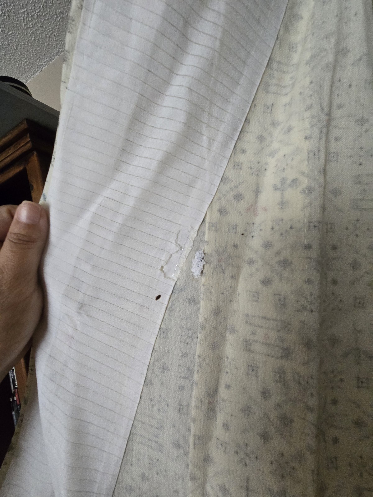 Boro Japanese Old Yukata Kasuri Cotton Beige Floral Used