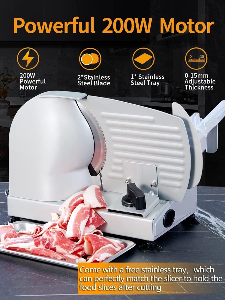 Versatile Food Slicer Machine for Meat, Cheese & Bread - Adjust Thickness Easily